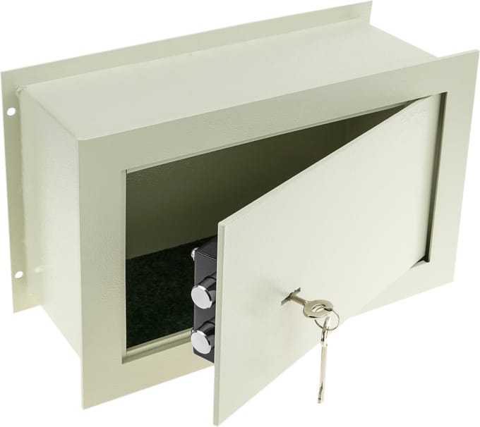PrimeMatik - Verzonken stalen kluis met sleutels 36x15x23cm beige
