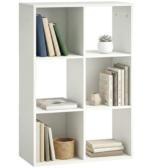 HOMCOM Boekenkast-Spaanplaat-61,5L x 29,5B x 91,5H cm-Wit