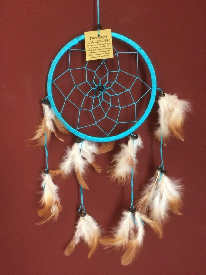 Dromenvanger / Dreamcatcher Ø18cm zonder kleintjes  - lichtblauw
