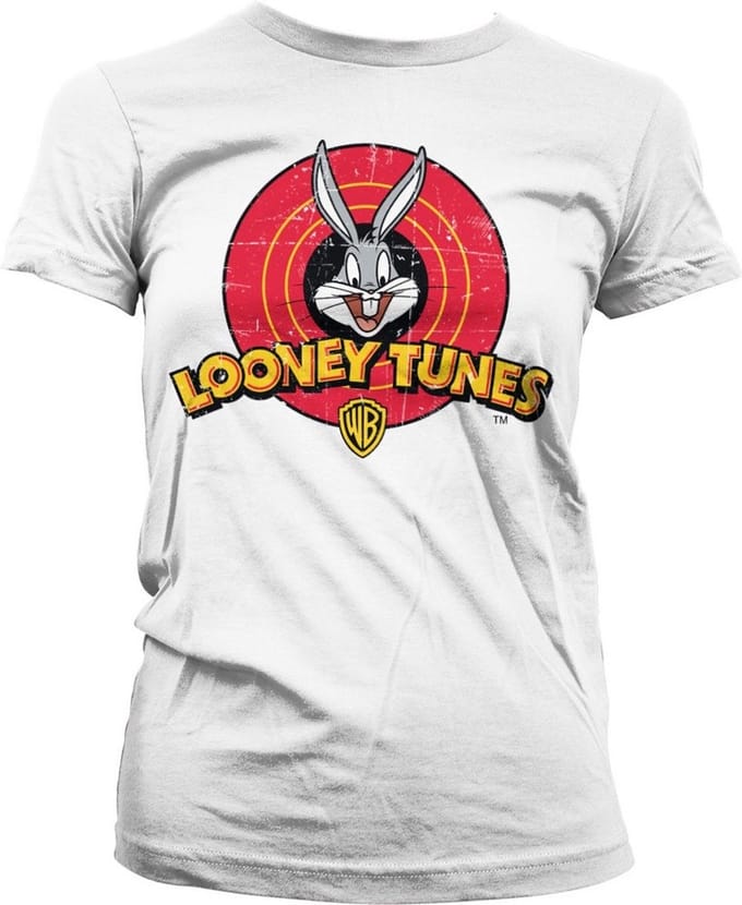Looney Tunes Distressed Logo Girly T-shirt voor dames, witite