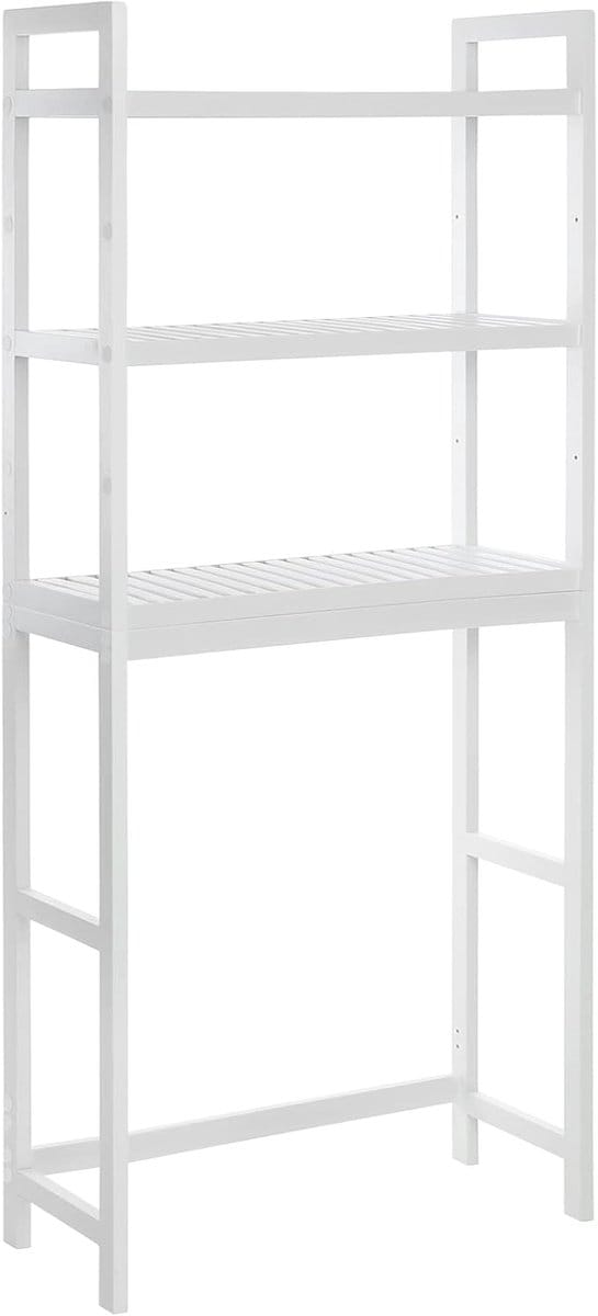 MAZAZU - Badkamermeubel - Opbergrek - Bamboe - Wit - 63x26x163