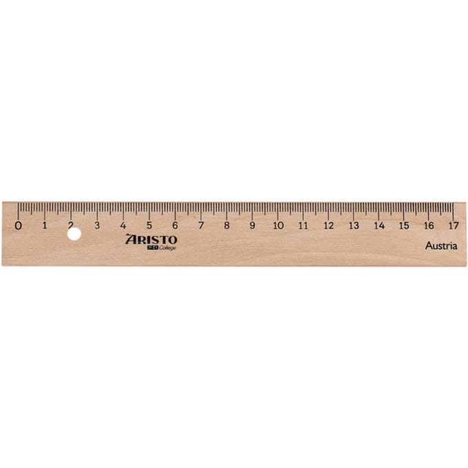 Aristo liniaal - GEOCollege - lengte 17cm - mm/cm schaalverdeling - berkenhout met metaalinleg - AR-23317