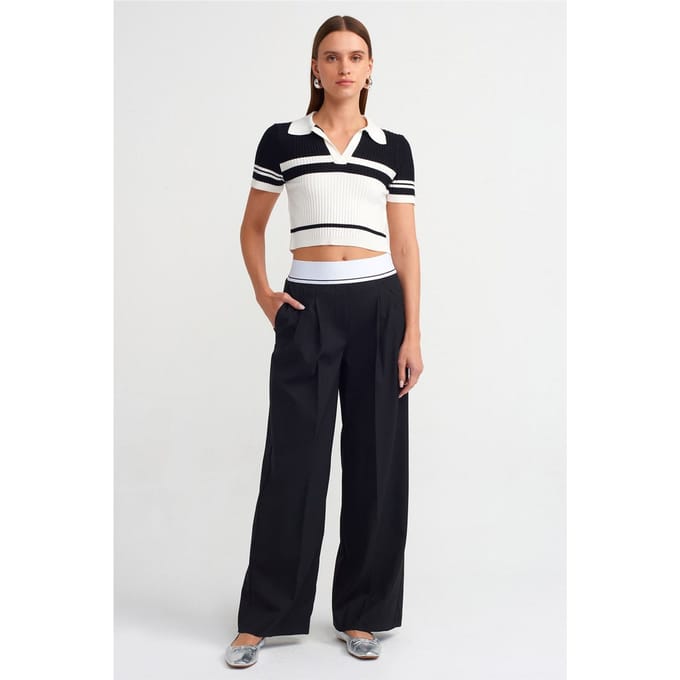 Hoge taille wijde broek van crêpe