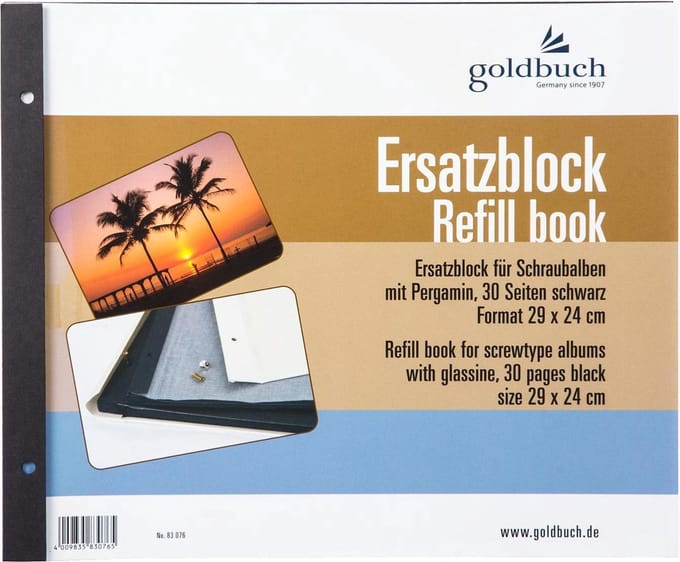 Goldbuch navulboek         29x24 30 bladen zwart + schroeven83076
