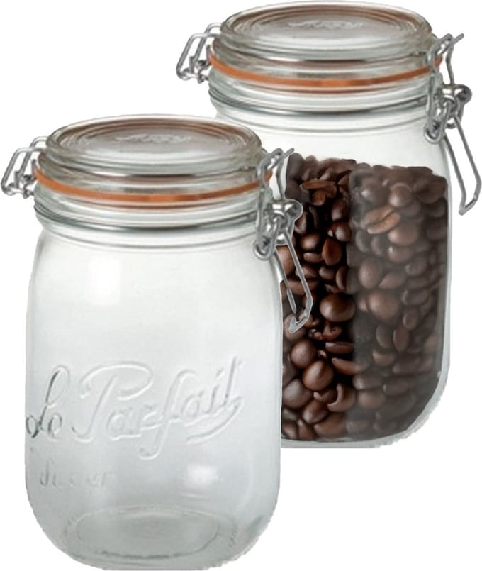 Le Parfait Voorraad/weckpot - 2x - glas - transparant - 14,5 x 8,5 cm - 750 ml