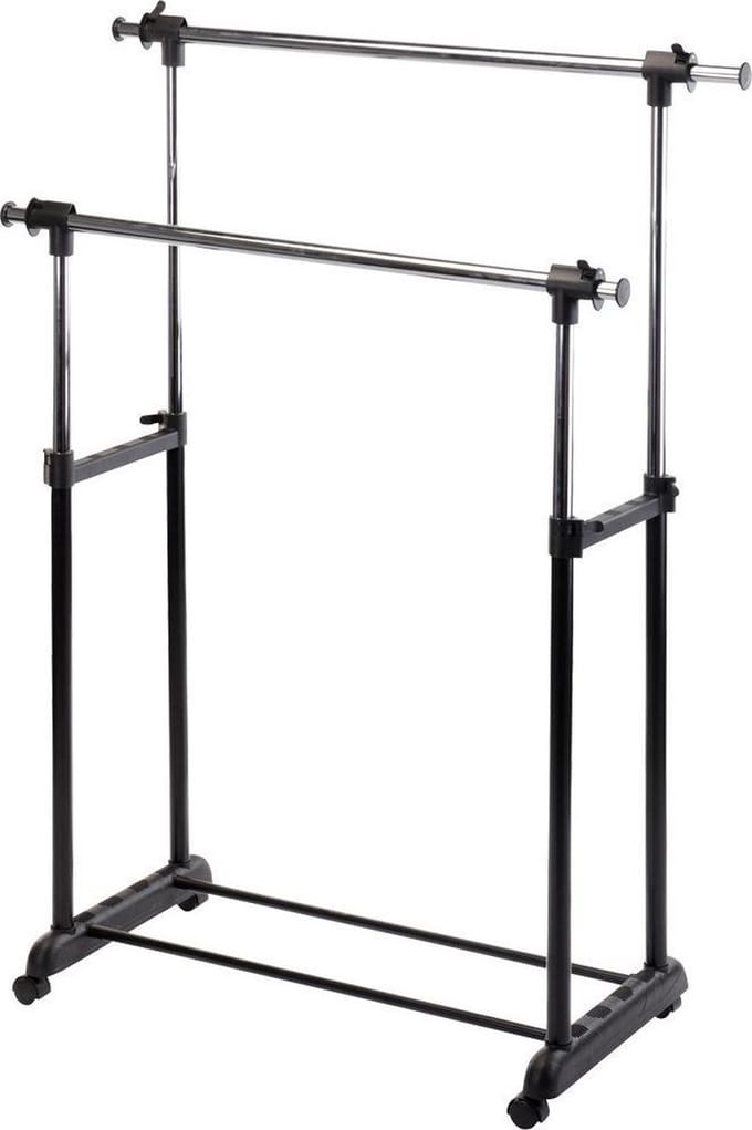 Verrijdbaar dubbel kledingrek 86x42x94/168cm