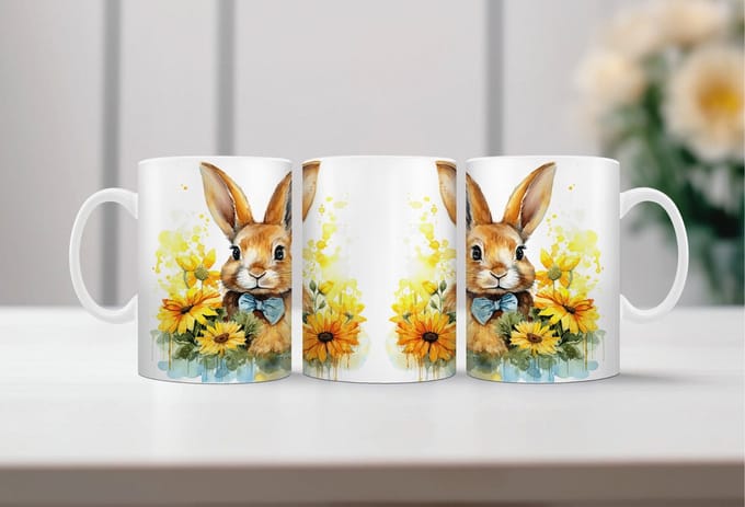 Auqarel koffiemok Konijn 4