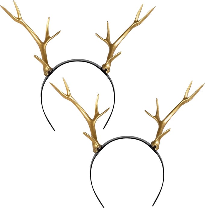 Boland Carnaval verkleed Tiara/diadeem - 2x - hert/rendier gewei - dames/meisjes - Fantasy/elfjes thema