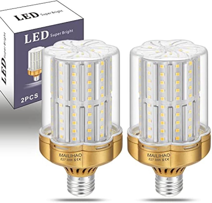 Set van 2 E27 LED maïskolflampen - 30W, 3500 lumen, neutraal wit voor binnen- en buitengebruik