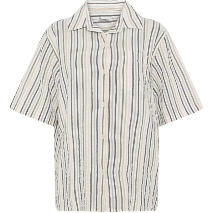 Dameshemd KnowledgeCotton Apparel Loose Seersucker
