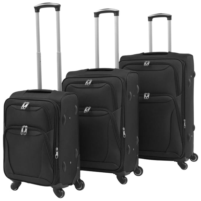 vidaXL - Trolleyset - zwart - 3-delig