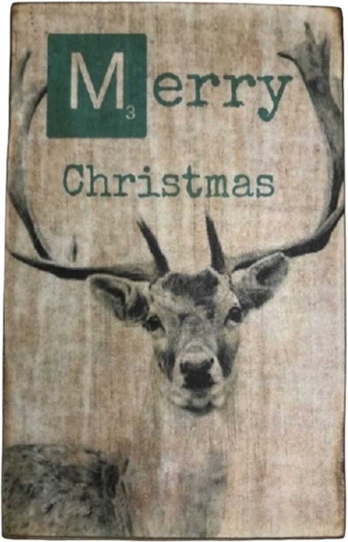 Tekstblok 15x22,5 2 cm dik Merry Christmas blue no2
