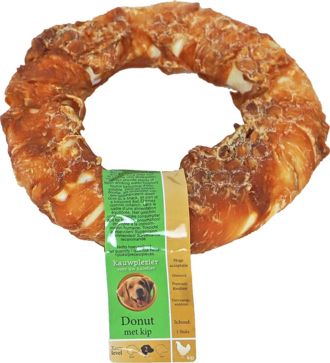 Natuurlijke snack kip, donut met kip, 16 cm met banderol