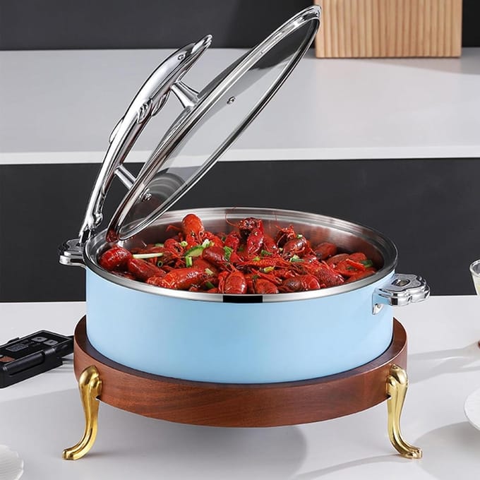 Buffet Server - Warmhoudplaat - Gerechten Warm Houden - Verstelbare Temperatuur - 800W - Blauw