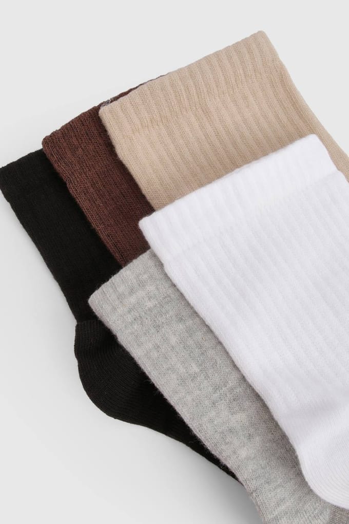 boohoo Dames Effen Tonale 5 Pack Enkel Sportsokken