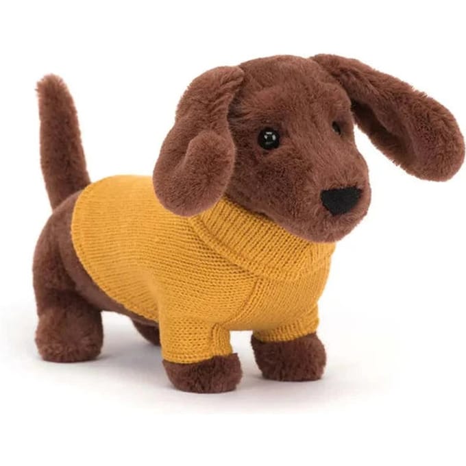 Jellycat knuffel Sweater Sausage Dog Yellow