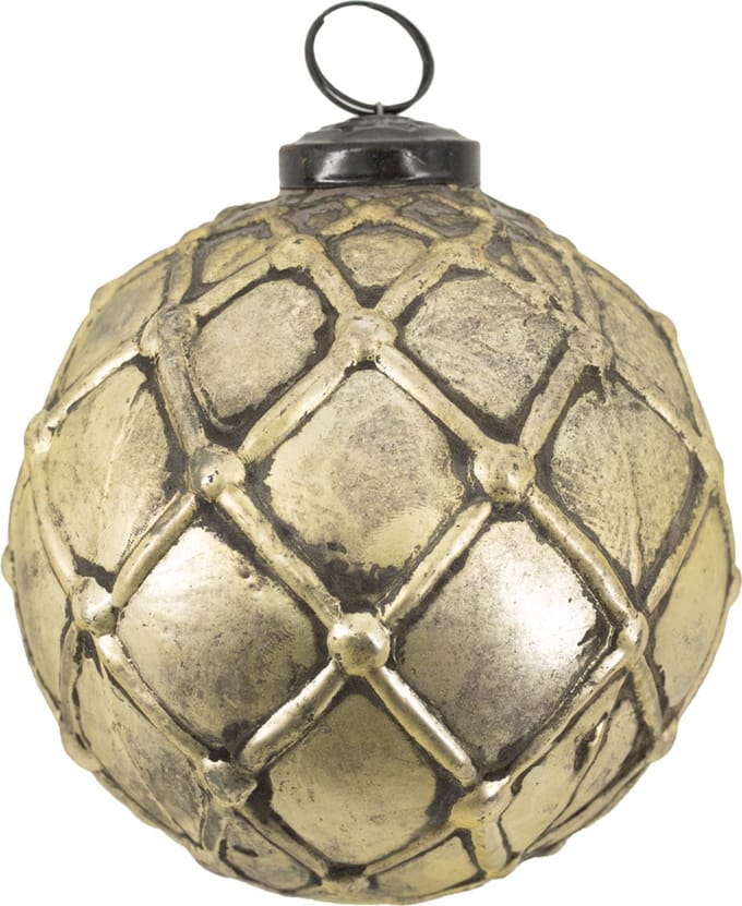HomeBound by KY | Glazen kerstbal antique gold | 10x10x10cm | kerstbal