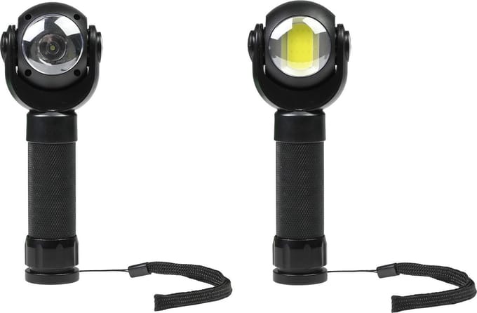 Benson Zaklamp met draaikop - LED + COB - 3 Watt - 200 lumen - zwart