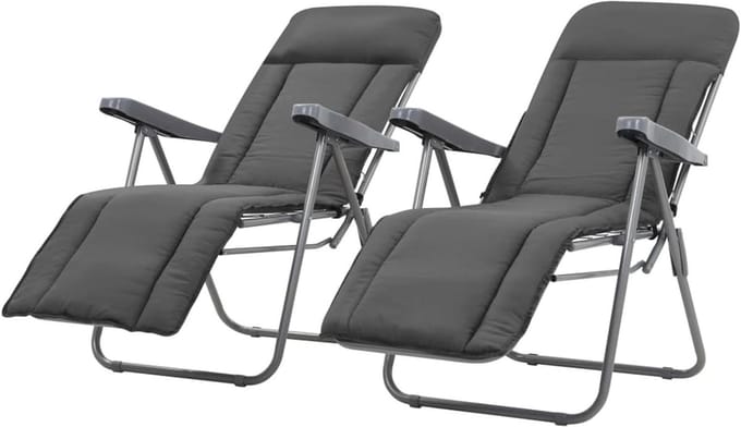 Tuinstoelen Set - Buitenstoelen - Buiten Ontspannen - 5 Verstelbare Posities - 2 Stuks - Grijs