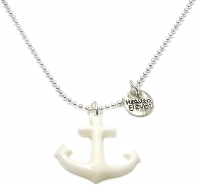 Heaven Eleven ketting rvs ballchain met een anker van hertegewei