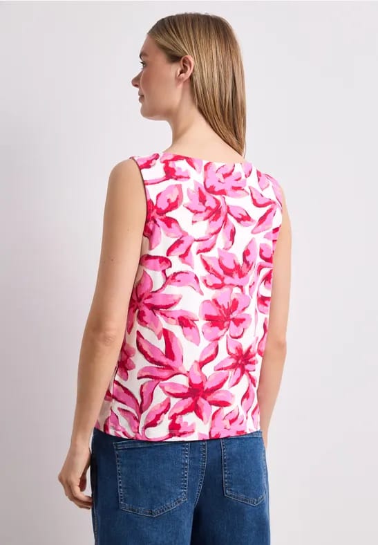 Top met ronde hals en schouderdetails