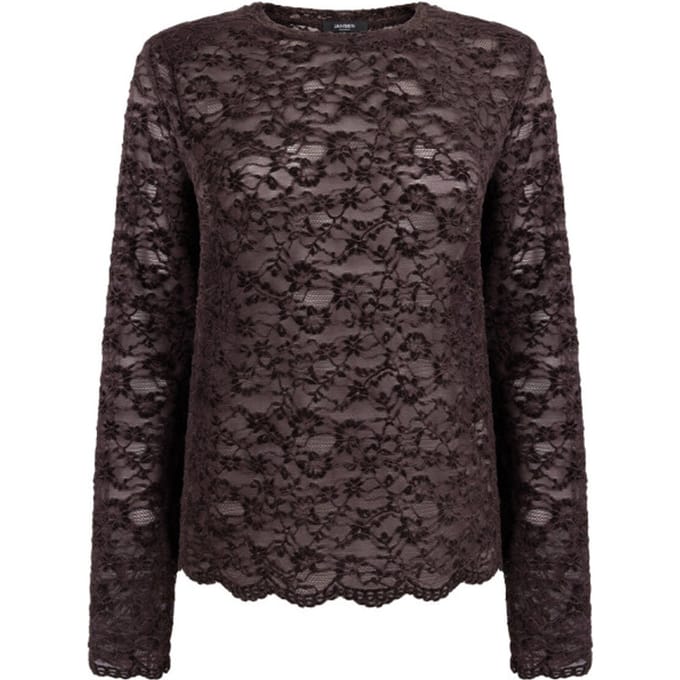 Blouse Jansen Amsterdam Kiki FL155 Lace Top Dark Brown