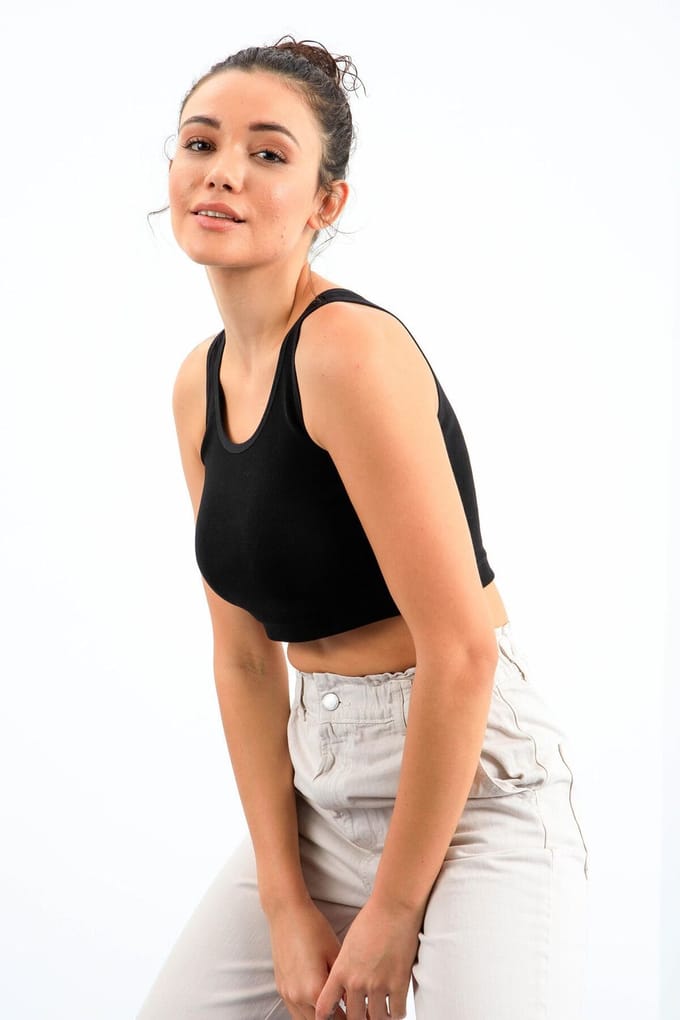 Geribbelde Mouwloze Crop Top