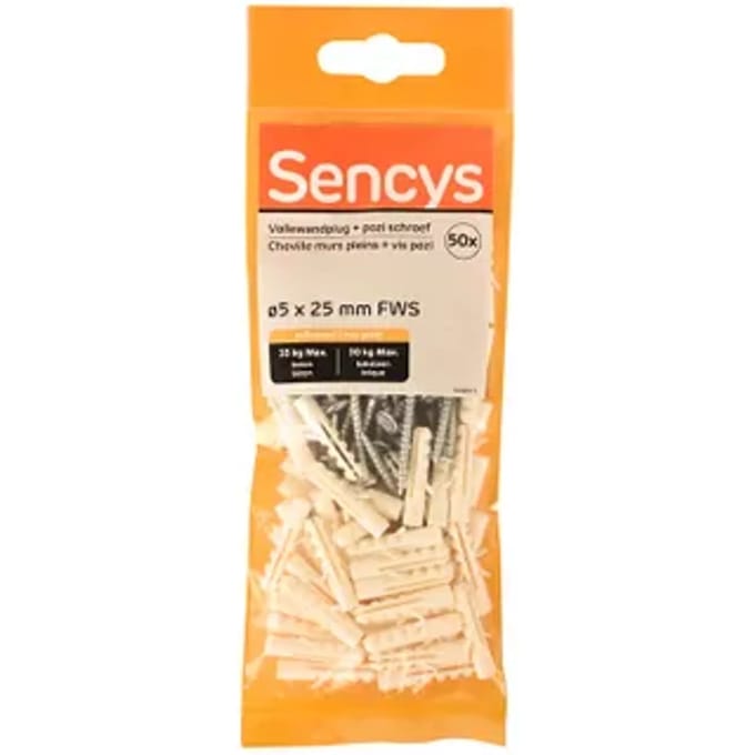 Sencys Plug Nylon - Diam. 5x25mm - 50 Stuks