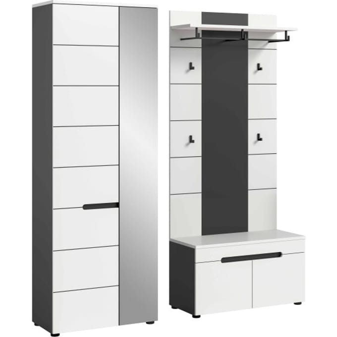 Canu kledingkastcombinatie wit NB Basaltgrijs NB - 37x160x190cm