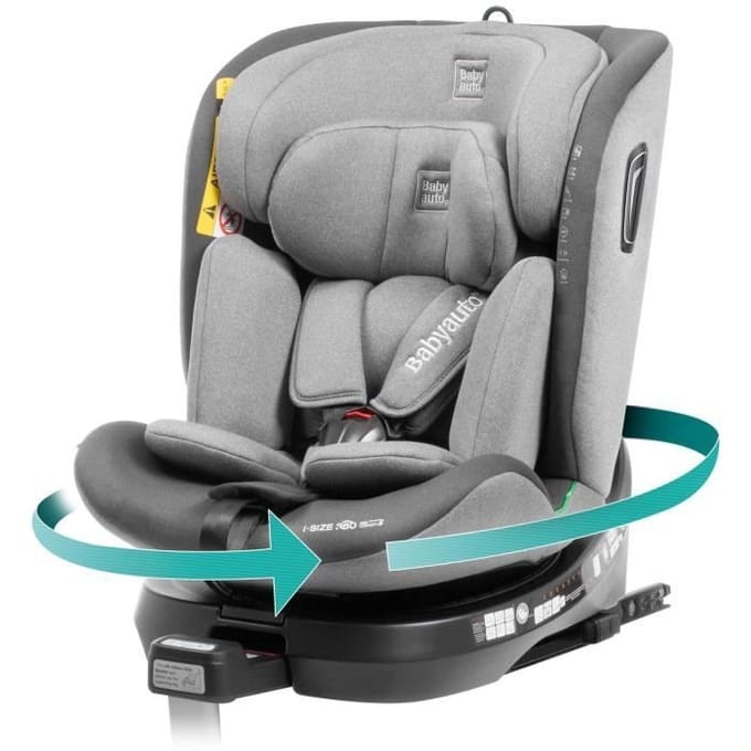 Autostoel - BABYAUTO - AITANA GRIJS ANTRACIET - Vanaf de geboorte tot 12 jaar - 0-36 kg - I-Size - ISOFIX - 360° Draaibaar - ECE R129