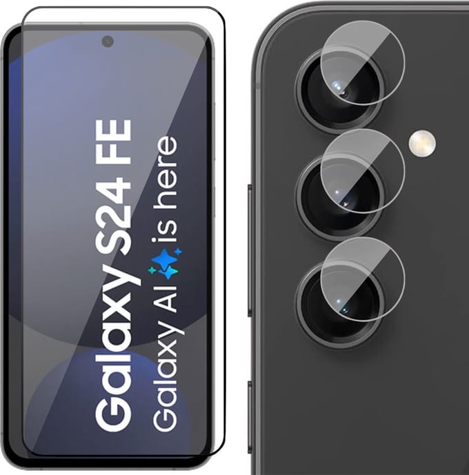 Screenprotector & Camera geschikt voor Samsung Galaxy S24 FE - Volledig Dekkend Glas