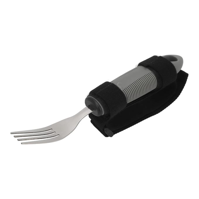 Fourchette Adaptative Ustensiles Manchette Main Aides à Manger Acier Inoxydable Fourchette pour Handicapés pour Alzheimer AVC black