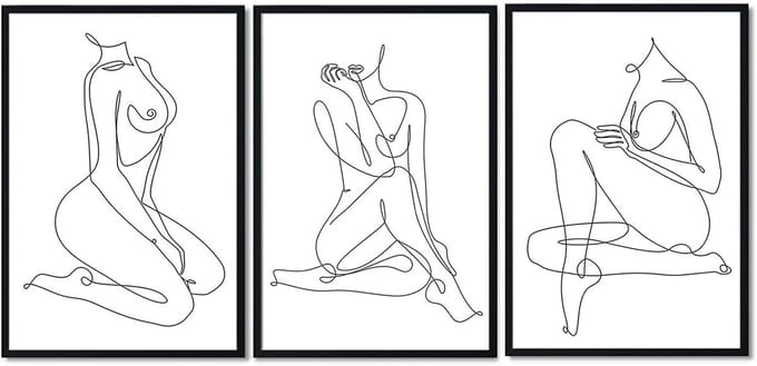 Abstracte Lijntekening Vrouw Lichaam Muurkunst Minimalistisch Canvas Schilderij
