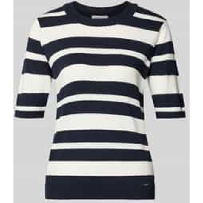 Gebreid shirt met Ronde hals en Labeldetail