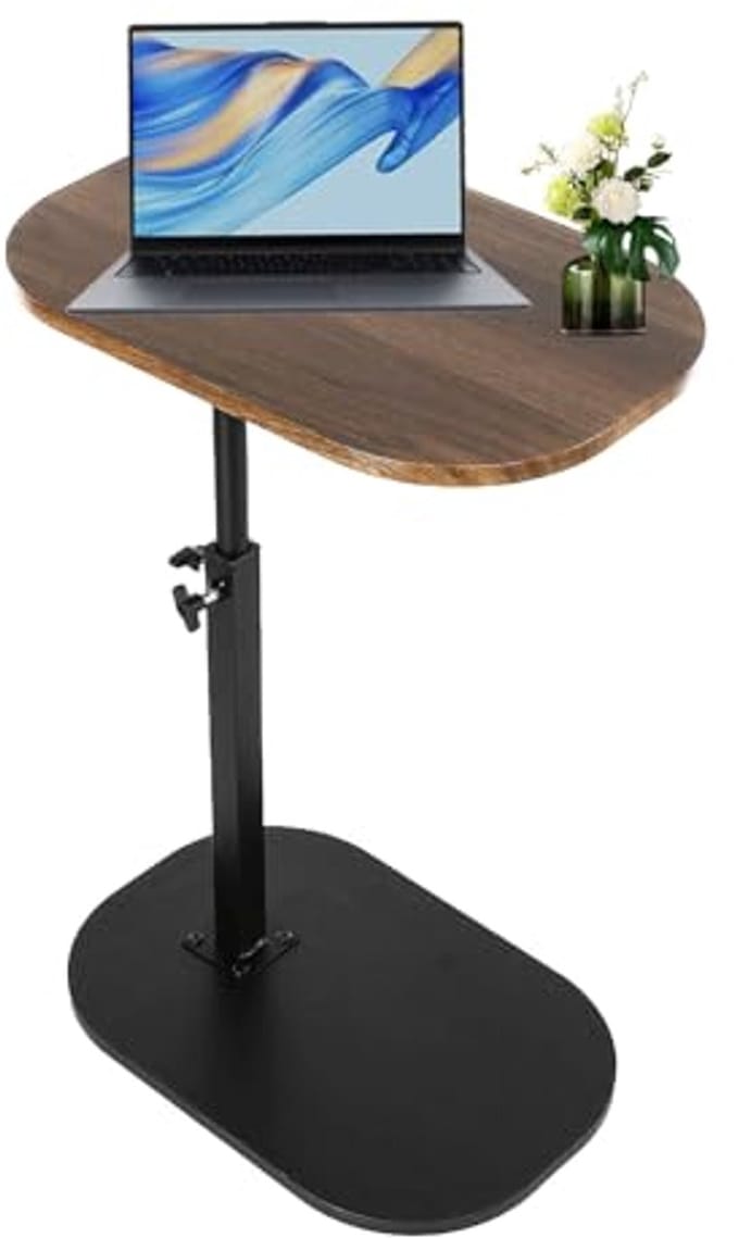 Verstelbare C-vormige bijzettafel met draaibaar tabletop voor moderne interieurs