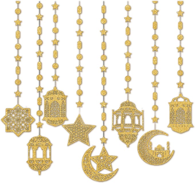 Q2P - Eid Mubarak - Decoratie - Ramadan - Suikerfeest - Slinger - Versiering - Islam - Goud - 8 Stuks