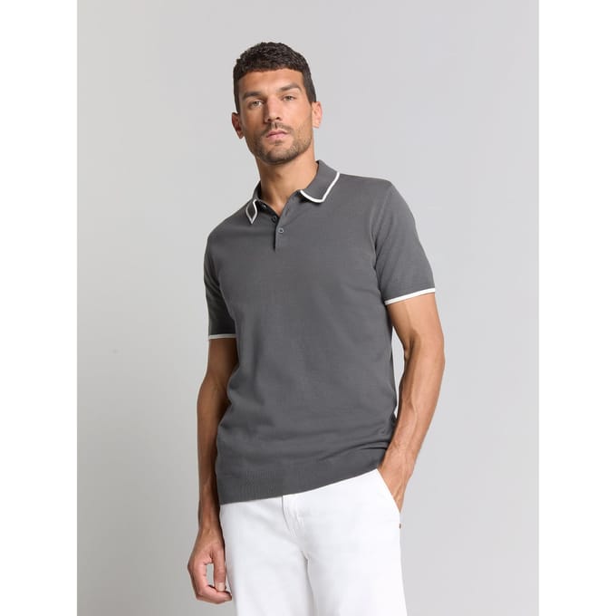 No Excess Pullover Short Sleeve Polo Button Solid Dark Steel Größe: XXXL | Poloshirts Outlet | Herren