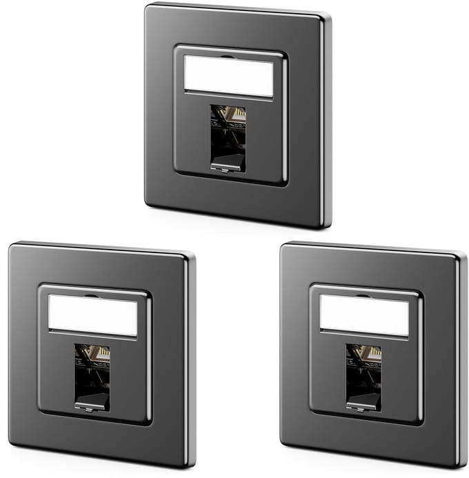 Netwerk Contactdoos - LAN Aansluiting - Netwerk Installatie - CAT 7 Module - 80x80mm Inbouw - Zwart