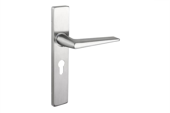 Lavuzo deurkruk Modena RVS met rechthoekig schild PC55 | Per set | Rvs deurkruk