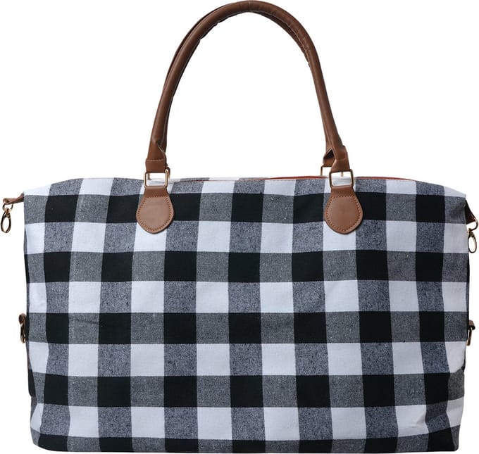 Clayre & Eef Reistas 56x35 cm Wit Zwart Synthetisch Tas