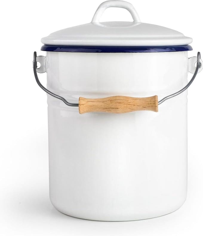 Compostemmer wit met deksel - 6 liter
