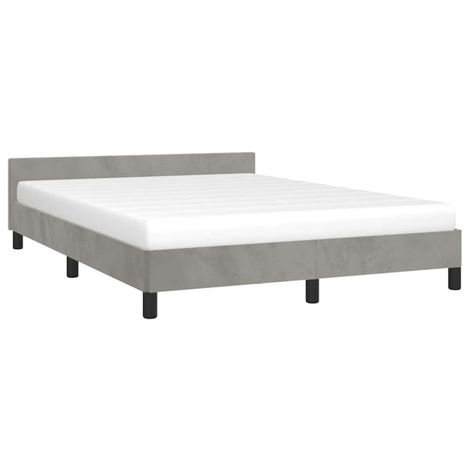 vidaXL - Bedframe - zonder - matras - 140x190 - cm - fluweel - lichtgrijs