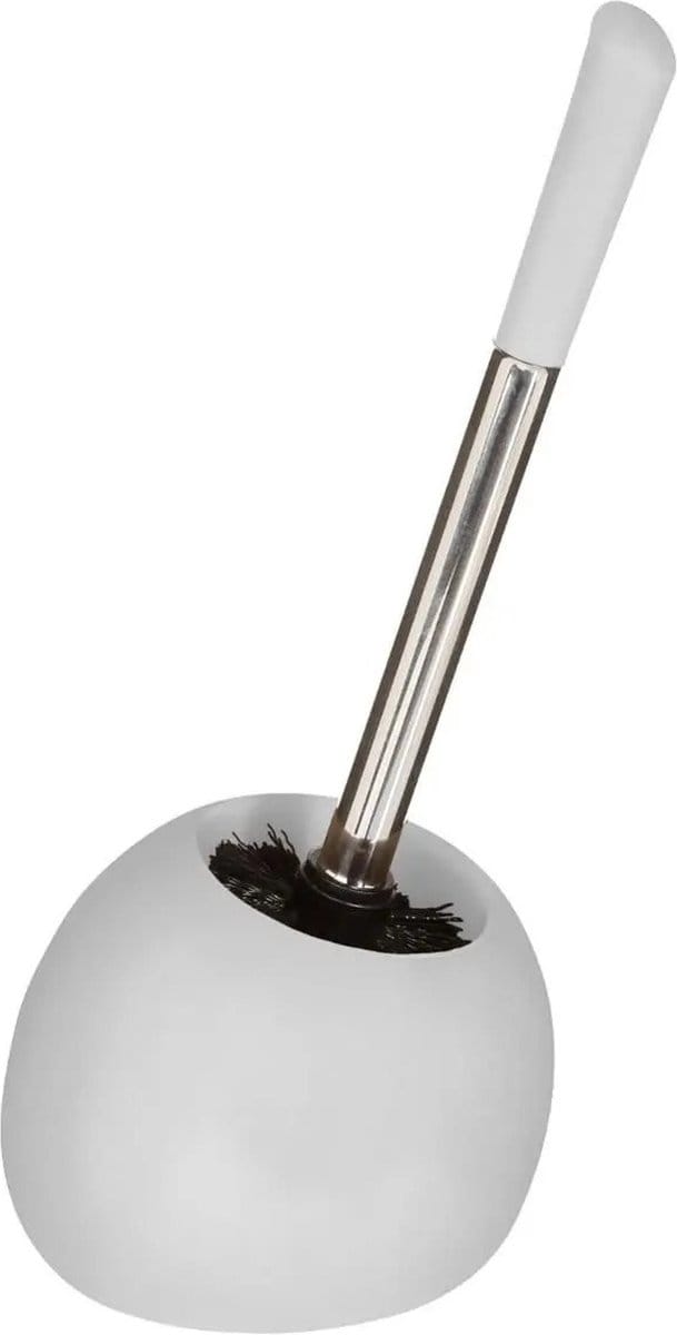 WC-/toiletborstel met houder rond wit mat keramiek 36 cm