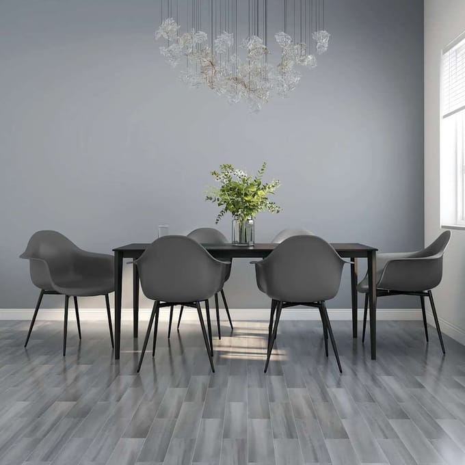 vidaXL - Eetkamerstoelen - 6 - st - PP - grijs