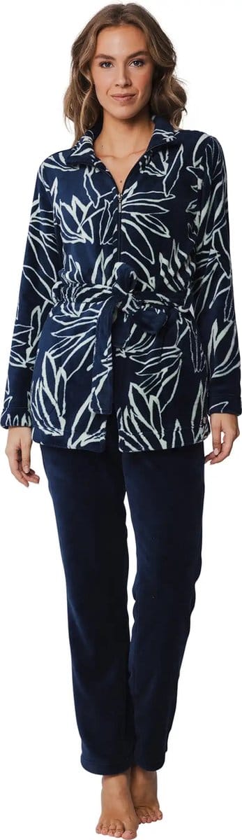 Pastunette Huispak - Bloom - Fleece - Blauw - Rits - Maat 42