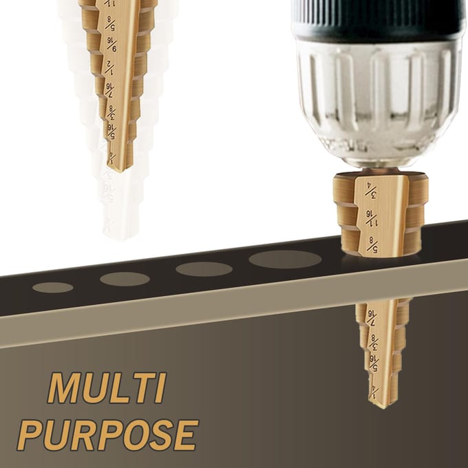 Stappenborenset voor metaal 3-delig/set HSS-meerdere stappenborenset HSS-staal Titanium goud