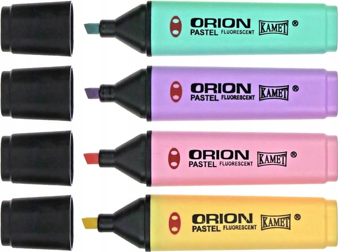 Kamet Orion Pastel Markeringen Set - 4 Kleuren, Uitwasbaar
