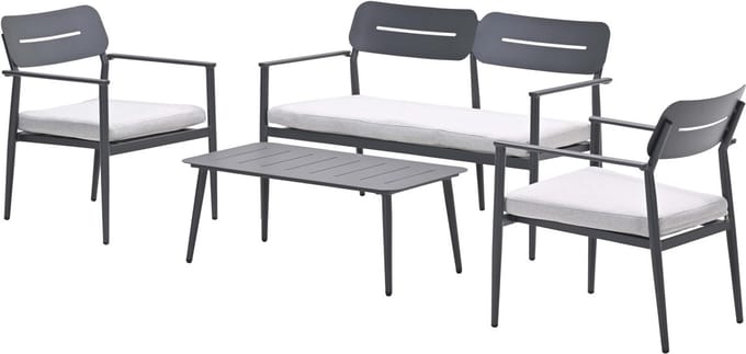Morella loungeset - 4-delig - carbon black - valley sand