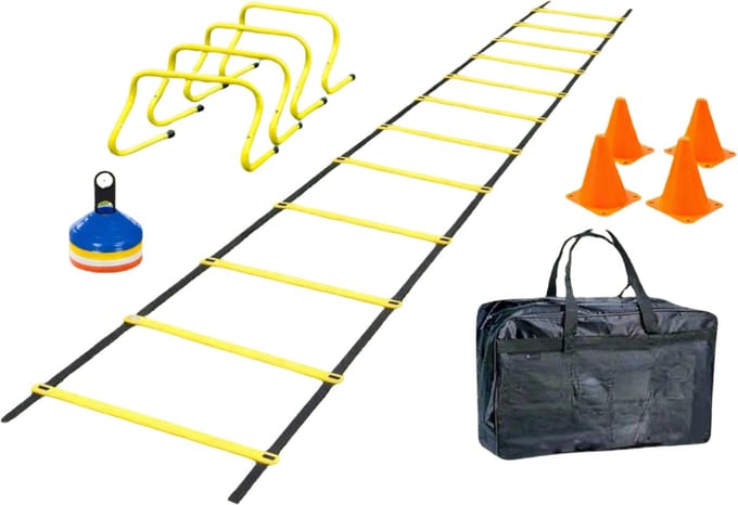 Voetbal Training Set - Complete Set - Inclusief Pionnen, Loopladder, Horden & Hoedjes - Sporttas - Voetbalspullen
