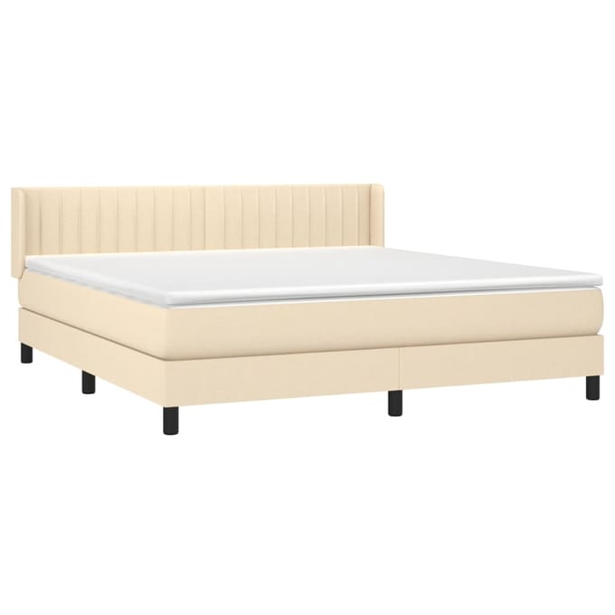 vidaXL - Boxspring - met - matras - stof - crèmekleurig - 180x200 - cm